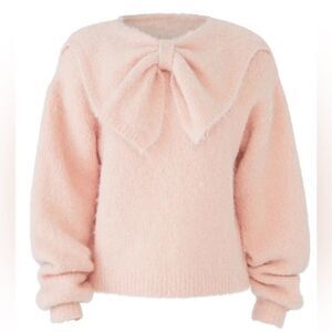 by TiMo Soft Pink Fuzzy Bow Sweater